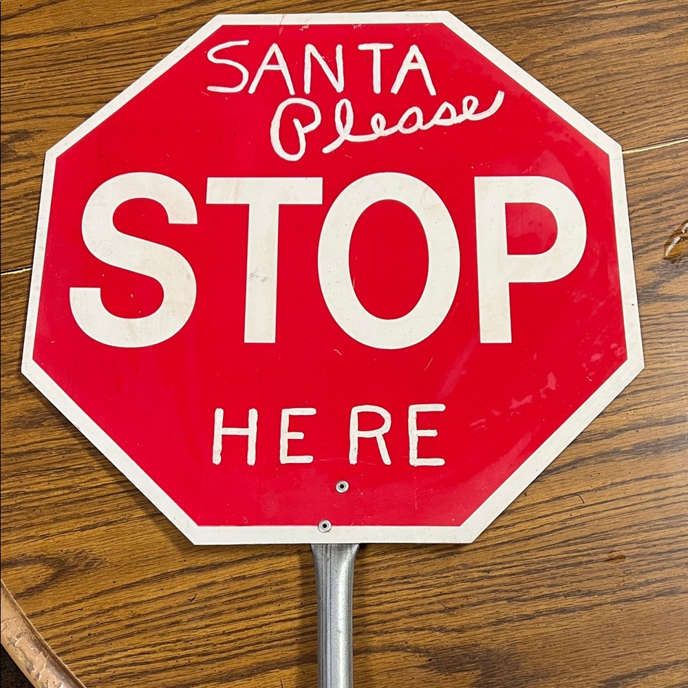Red Santa Stop Sign for Holiday Decor